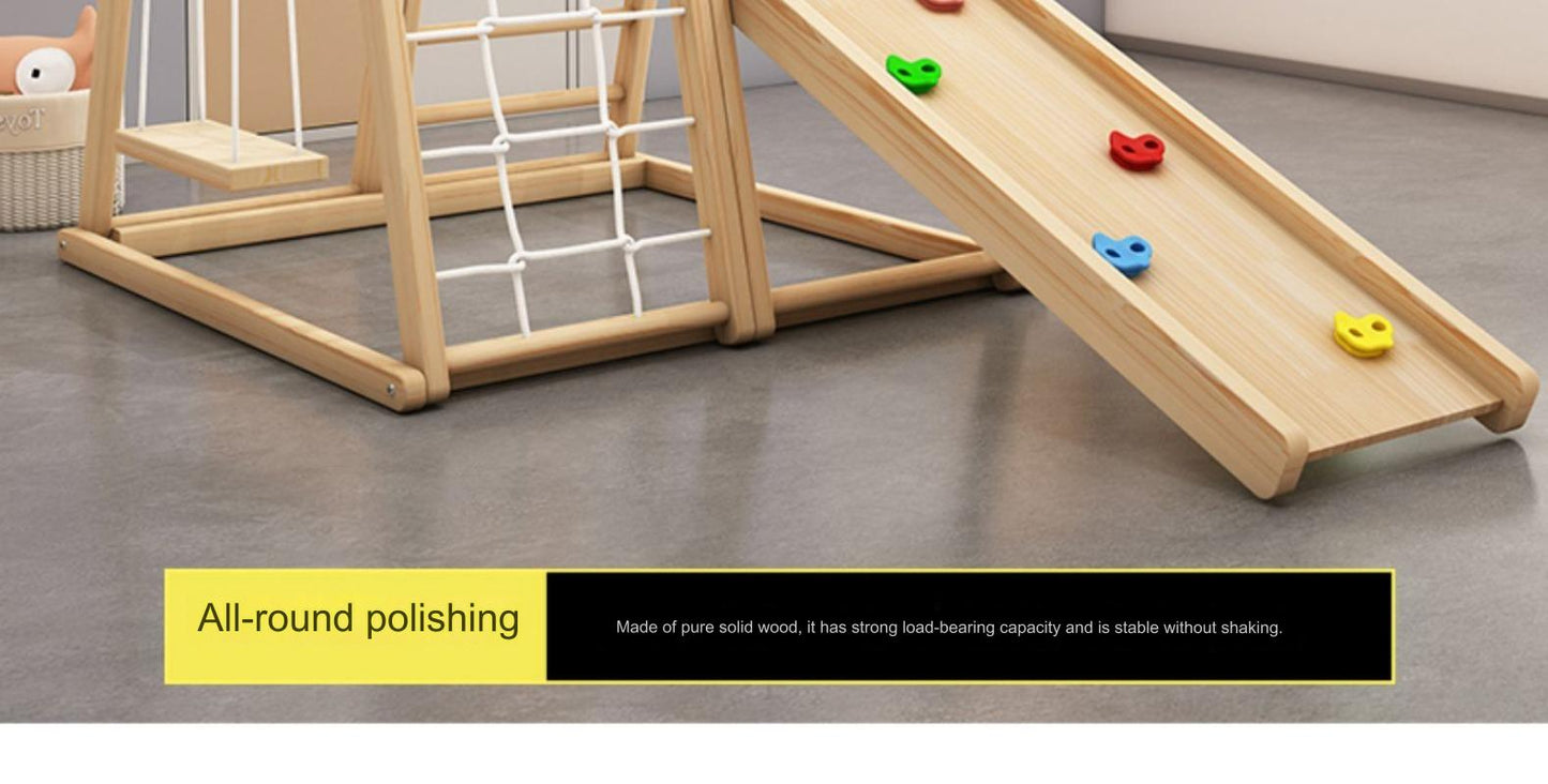Juego Infantil de Escalada y Tobogán de Madera Maciza