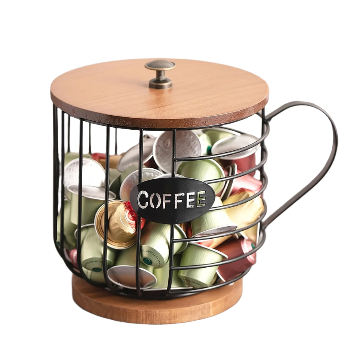 Organizador para Cápsulas de Café con Base de Madera
