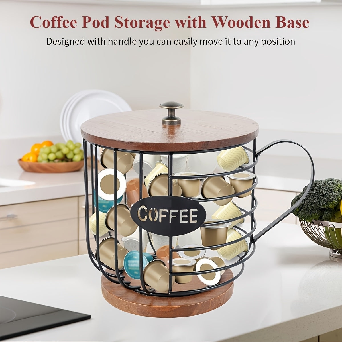 Organizador para Cápsulas de Café con Base de Madera
