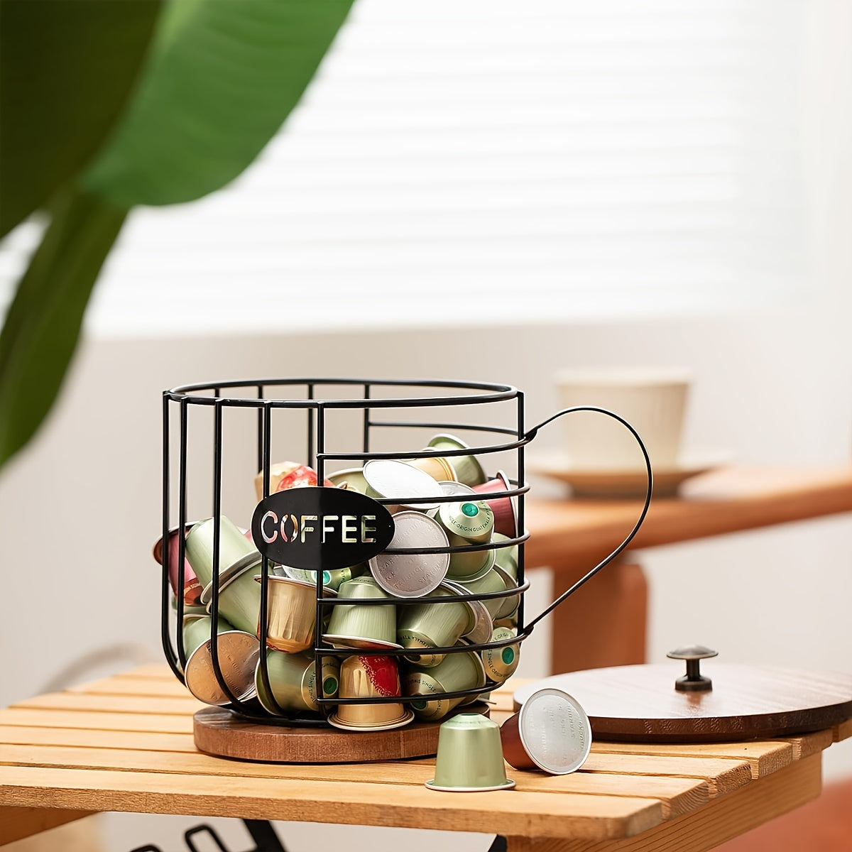 Organizador para Cápsulas de Café con Base de Madera