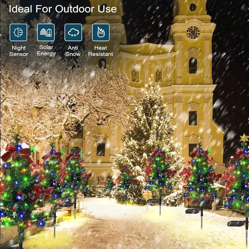 Set de 2 Luces Solares con Moño – Decoración Exterior Impermeable para Jardín y Navidad