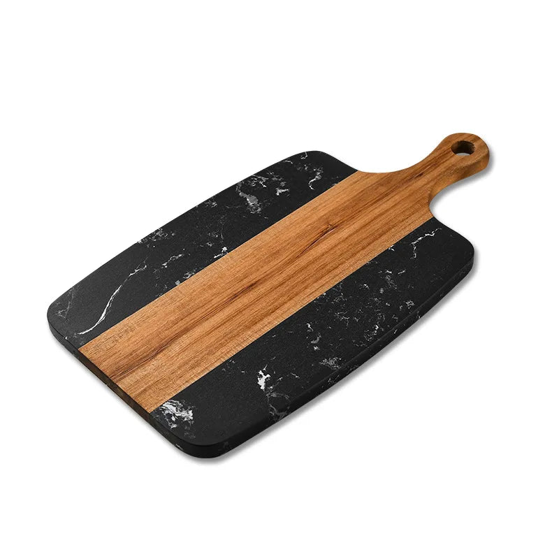 Tabla de cortar de madera de acacia y mármol combinados