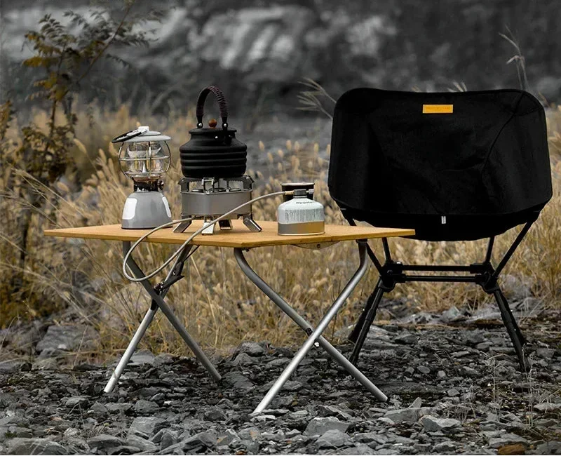Mesa Plegable de Camping de Bambú – 2 Secciones – Marrón