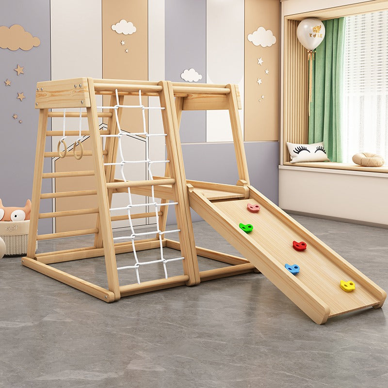 Juego Infantil de Escalada y Tobogán de Madera Maciza