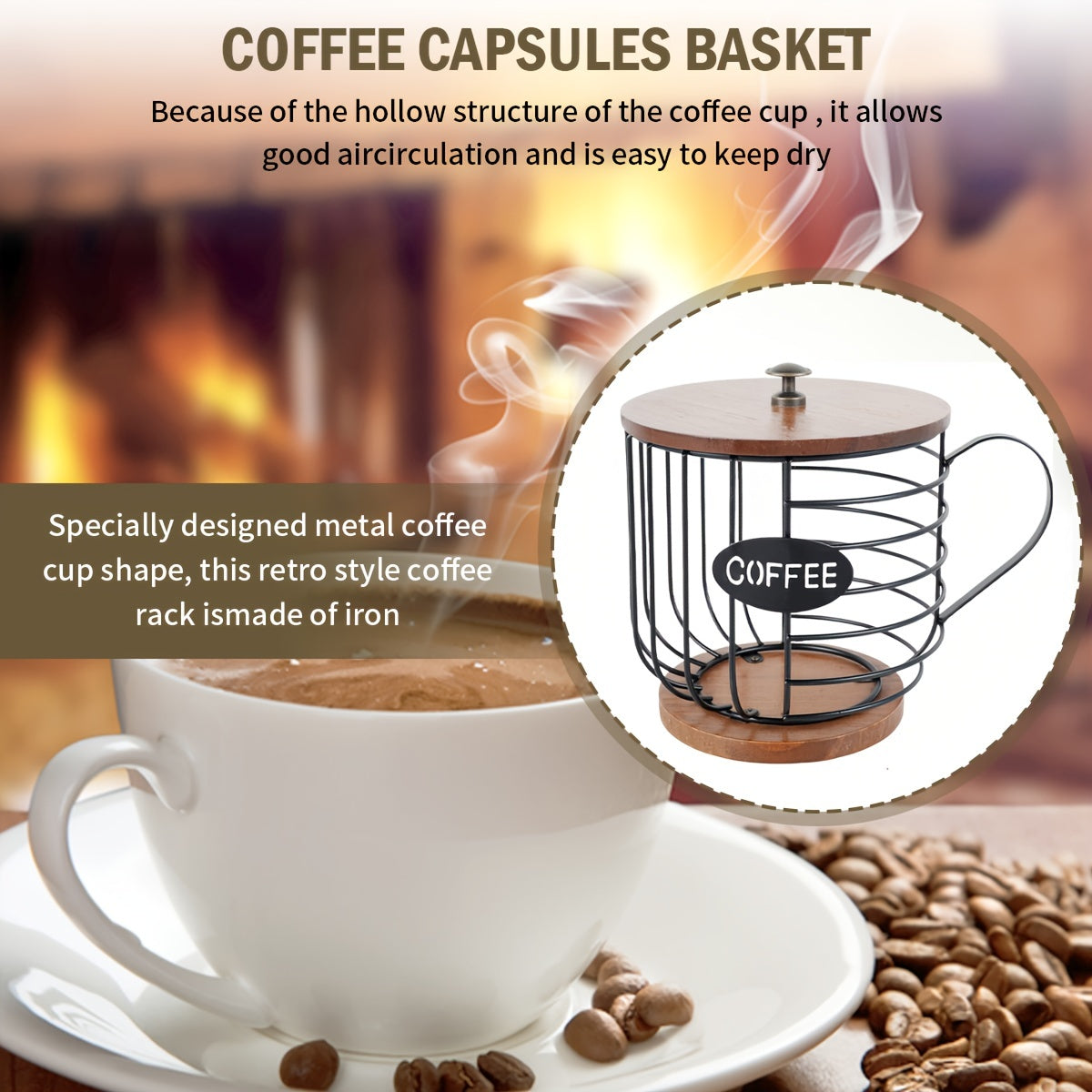 Organizador para Cápsulas de Café con Base de Madera